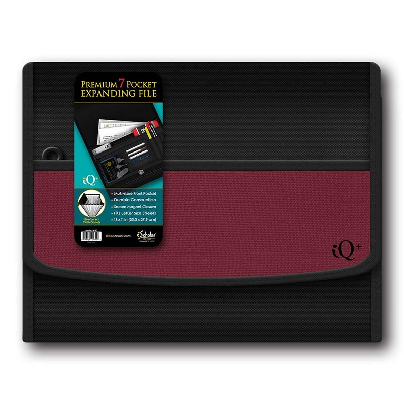 iScholar iQ Plus Premium 7 Pocket Fabric Expanding Folder, 13 x 10 Inches, Color Will Vary (34107) - Image 1